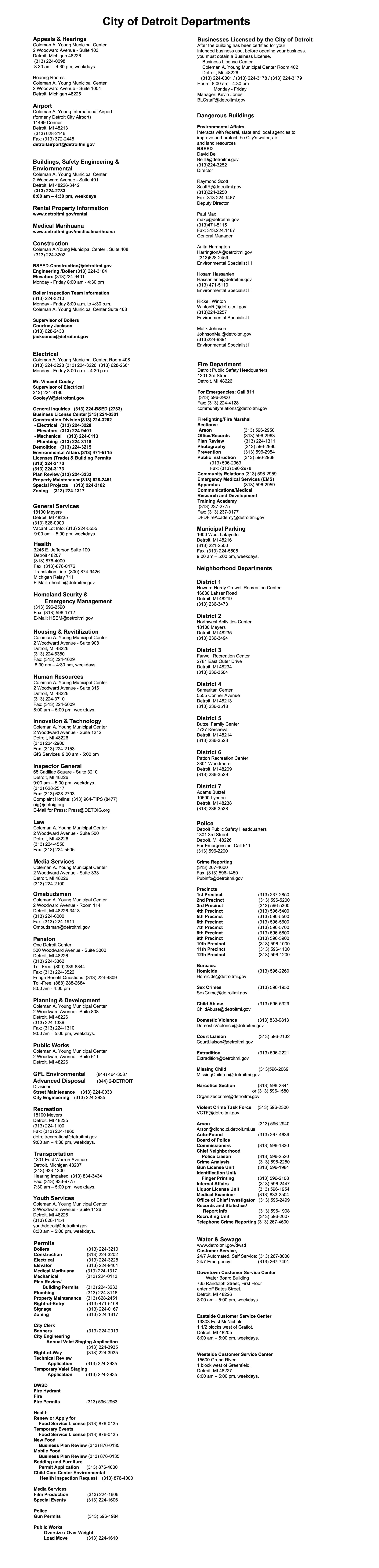 City of Detroit Departments